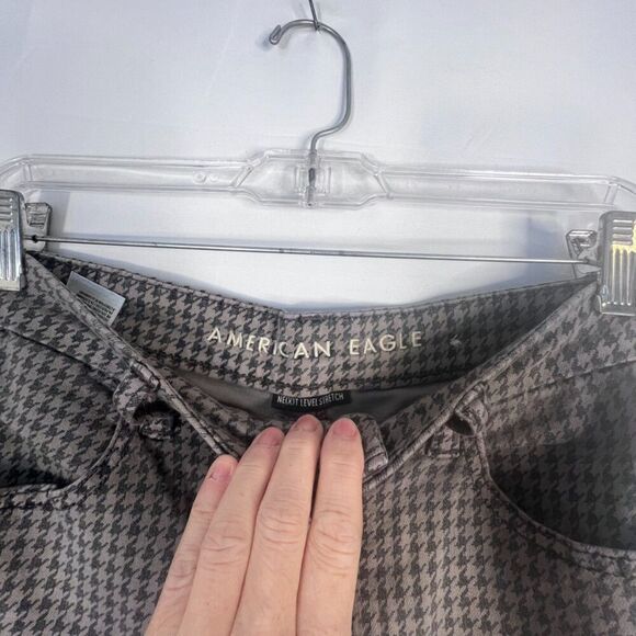 American Eagle Gray Houndstooth Curvy Super Hi-Rise Jegging Jean Size 10 - Picture 6 of 9